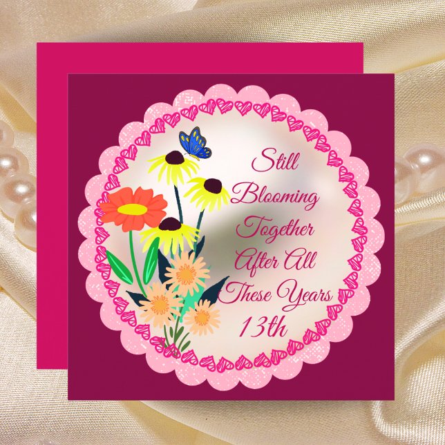 13th Anniversary Wildflower Love Card for Couple (Creator Uploaded)