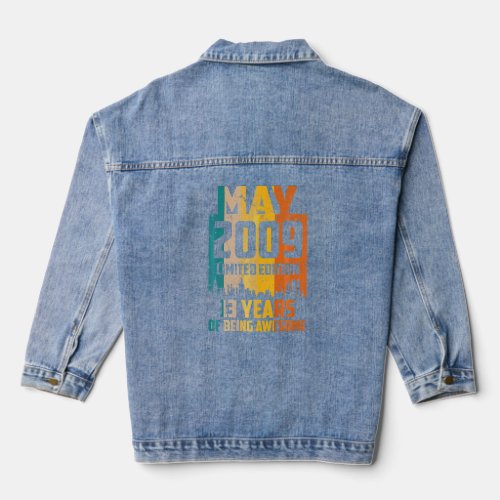 13th Birthday 13 Years Awesome Since May 2009 Vint Denim Jacket