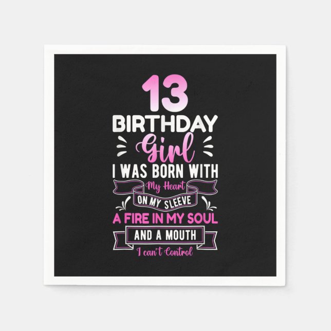 13th Birthday 13 Years Girls Funny Teenager Birthd Napkins (Front)