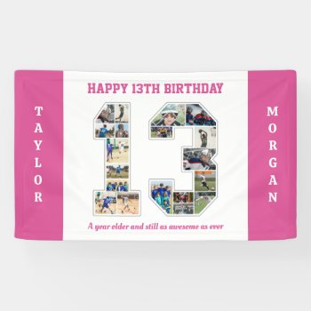 13th Birthday Anniversary Number 13 Photo Collage Banner by raindwops at Zazzle
