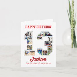 13th Birthday Anniversary Number 13 Photo Collage Card