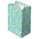 13th Birthday aqua teal pink custom name gift bag