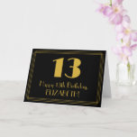 [ Thumbnail: 13th Birthday: Art Deco Inspired Look "13" + Name Card ]