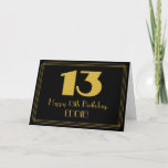 [ Thumbnail: 13th Birthday: Art Deco Inspired Look "13" & Name Card ]
