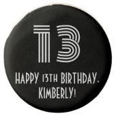 13th Birthday - Art Deco Inspired Look "13", Name Chocolate Covered Oreo (Front)