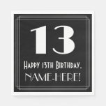 [ Thumbnail: 13th Birthday ~ Art Deco Inspired Look "13", Name Napkins ]