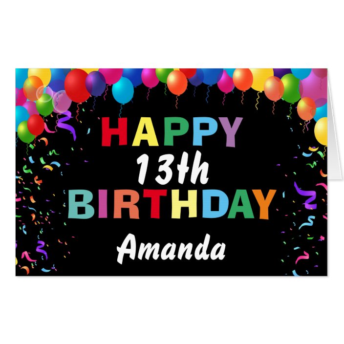 13th Birthday Balloons Black Extra Large Jumbo Card | Zazzle