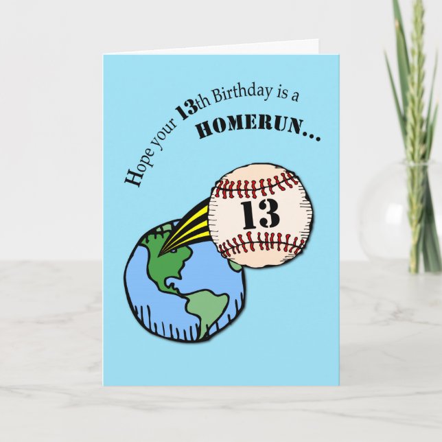 13th Birthday Baseball Home Run Card (Front)