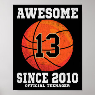 13th Birthday Basketball Fan 13 Years Old Official Poster