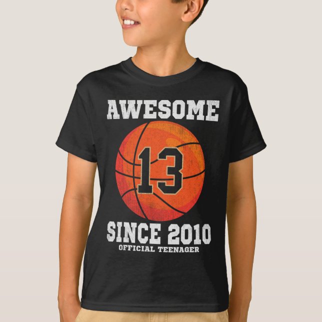 13th Birthday Basketball Fan 13 Years Old Official T-Shirt (Front)