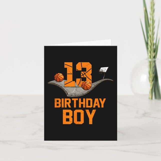 13th Birthday Basketball Jersey 13 Year Old Boy Bo Card (Front)