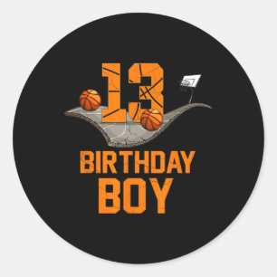 13th Birthday Basketball Jersey 13 Year Old Boy Bo Classic Round Sticker