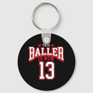 13th Birthday Basketball Lover 13 Years Old Bday Keychain