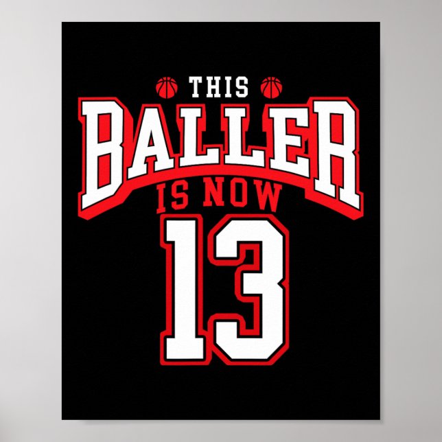 13th Birthday Basketball Lover 13 Years Old Bday  Poster (Front)