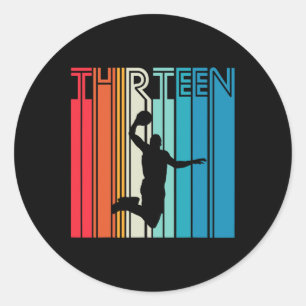 13th Birthday Basketball Lover Gift 13 Years Old R Classic Round Sticker