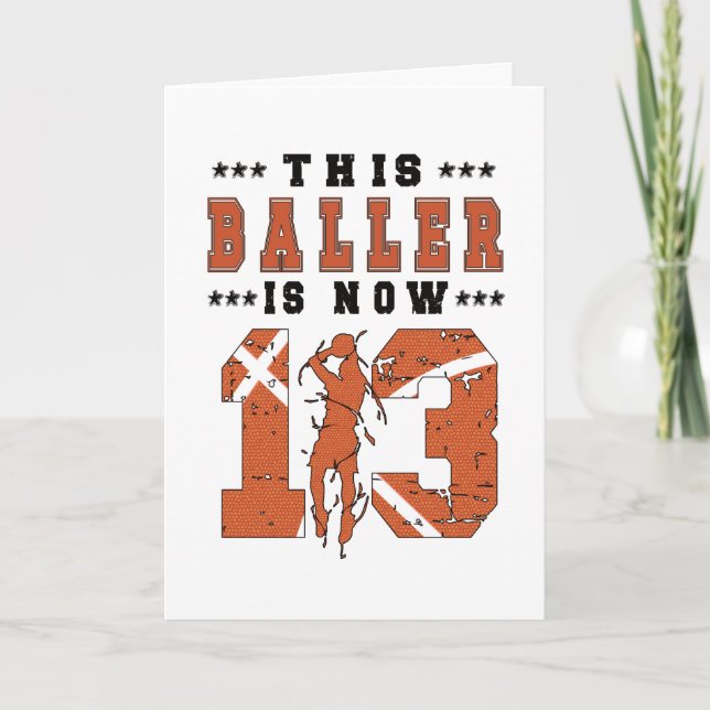 13th Birthday Basketball Player 13 Year Old Boy Card (Front)