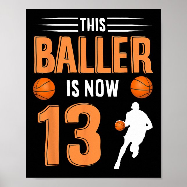 13th Birthday Basketball - This Baller Is Now 13  Poster (Front)