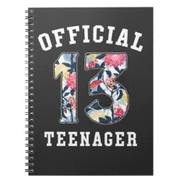13th Birthday Beautiful Flower Official Teenager Notebook