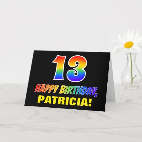13th Birthday Bold Fun Simple Rainbow 13 Card