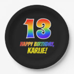[ Thumbnail: 13th Birthday: Bold, Fun, Simple, Rainbow 13 Paper Plates ]