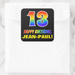 [ Thumbnail: 13th Birthday: Bold, Fun, Simple, Rainbow 13 Sticker ]