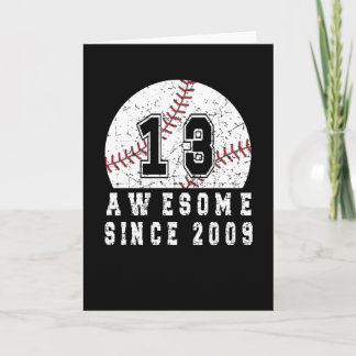 13th Birthday Born In 2009 Baseball Boy 13 Year Card