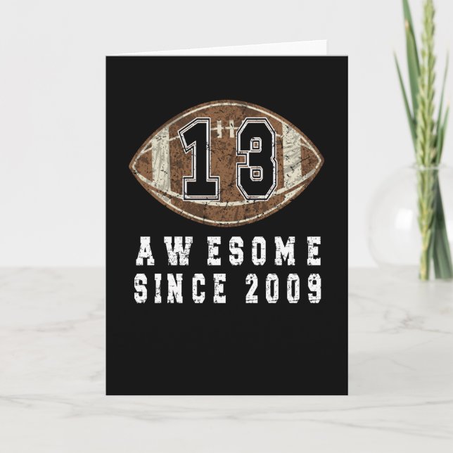 13th Birthday Born In 2009 Football Boy 13 Year Card (Front)