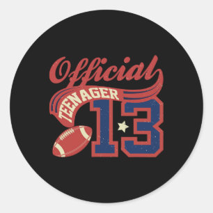13th Birthday Boy Official Teenager 13 Yrs Old Foo Classic Round Sticker