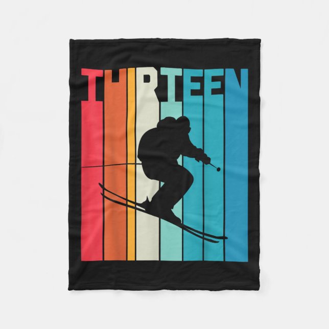 13th Birthday Boy Retro Ski Lover Skier 13 Years O Fleece Blanket (Front)