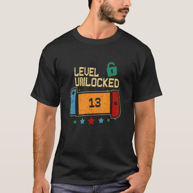 13th Birthday Boys Level 13 Unlocked Official Teen T-Shirt (Front)
