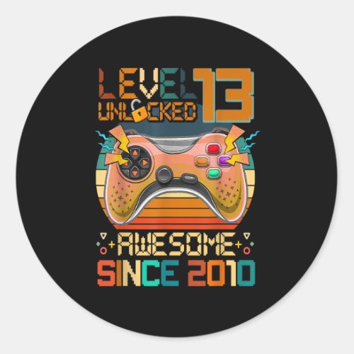 13th Birthday Boys Video Game Level 13 Unlocked Aw Classic Round Sticker