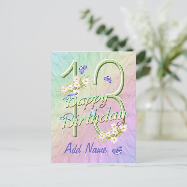 13th Birthday Butterfly Dance Postcard (Standing Front)