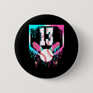 13th Birthday Bysebyll Home Plate Drip Ice Cream 1 Button