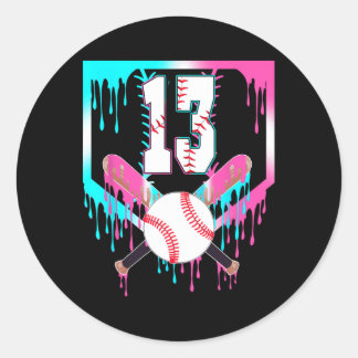 13th Birthday Bysebyll Home Plate Drip Ice Cream 1 Classic Round Sticker
