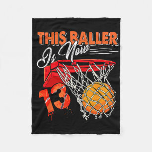 13th Birthday Bysketbyll Fun 13 Years Old Kids Fleece Blanket