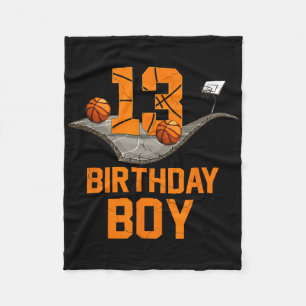 13th Birthday Bysketbyll Jersey 13 Year Old Boy Fleece Blanket