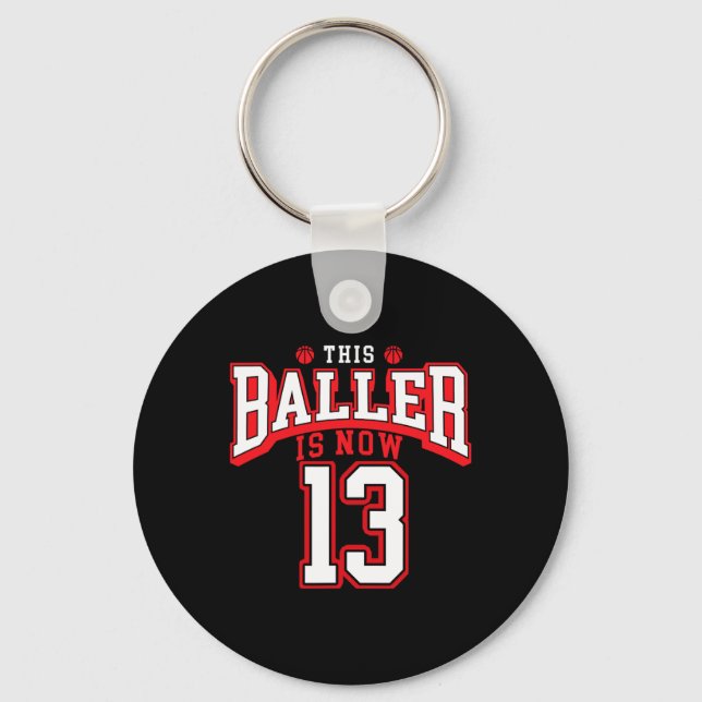 13th Birthday Bysketbyll Lover 13 Years Old Bday  Keychain (Front)