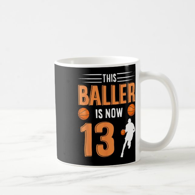 13th Birthday Bysketbyll - This Byller Is Now 13  Coffee Mug (Right)