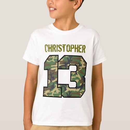 13th Birthday Camo Custom Name V013A T_Shirt