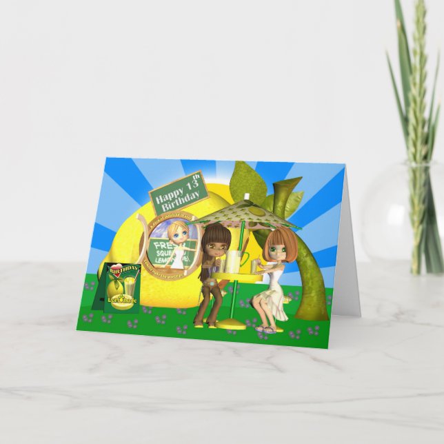 13th Birthday card Lemonade with friends (Front)