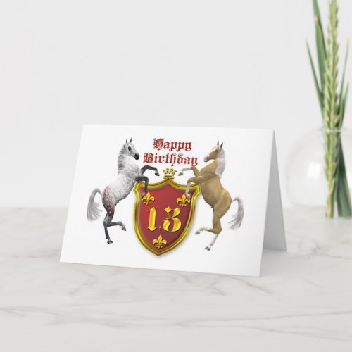 13th birthday card with a coat of arms