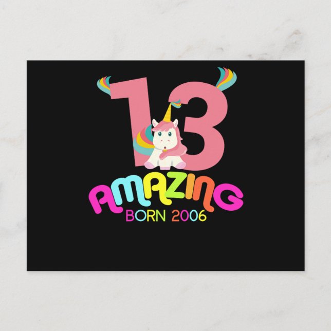13th Birthday Celebration Gift Amazing Since 2006  Postcard (Front)