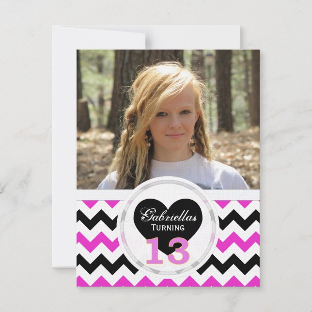 13th Birthday: Chevron Print :Party Invitation (Front)