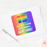 [ Thumbnail: 13th Birthday: Colorful, Fun Rainbow Pattern # 13 Sticker ]