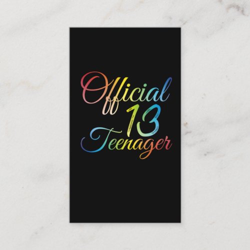 13th Birthday Colorful Official Teenager 2008 Business Card
