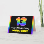 [ Thumbnail: 13th Birthday: Colorful Rainbow # 13, Custom Name Card ]