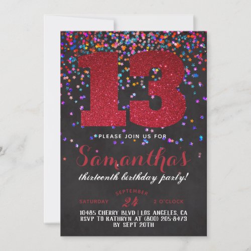 13th Birthday Confetti Invitation