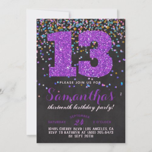 13th Birthday Confetti Invitation