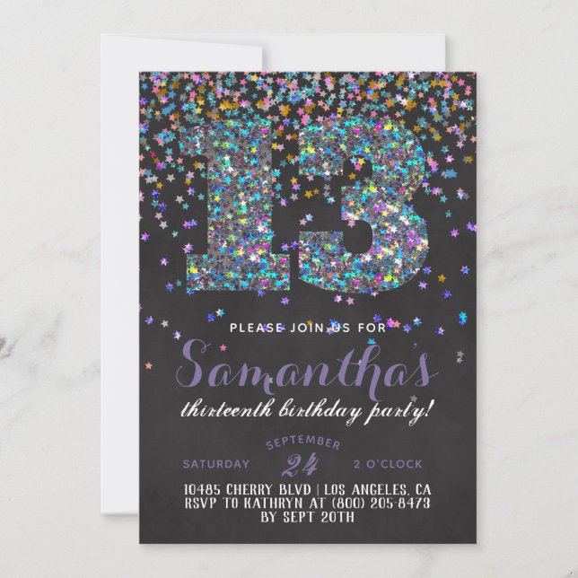 13th Birthday Confetti Invitation (Front)