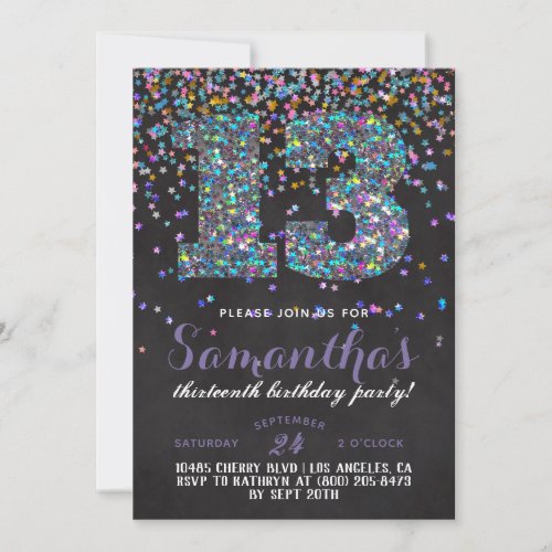 13th Birthday Confetti Invitation